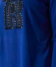 RSKAE07330 TRUNK HIROKO KOSHINO(ヒロココシノ) カットワーク刺繍ウォームカットソー/日本製/洗える ブルー