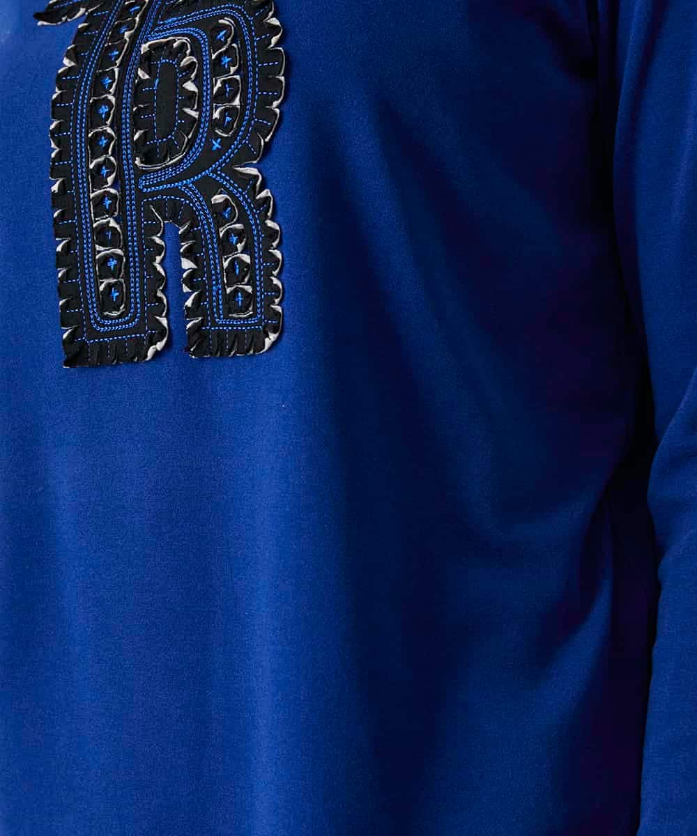 RSKAE07330 TRUNK HIROKO KOSHINO(ヒロココシノ) カットワーク刺繍ウォームカットソー/日本製/洗える ブルー