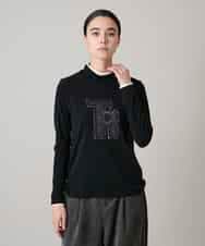 RSKAE07330 TRUNK HIROKO KOSHINO(ヒロココシノ) カットワーク刺繍ウォームカットソー/日本製/洗える ブラック