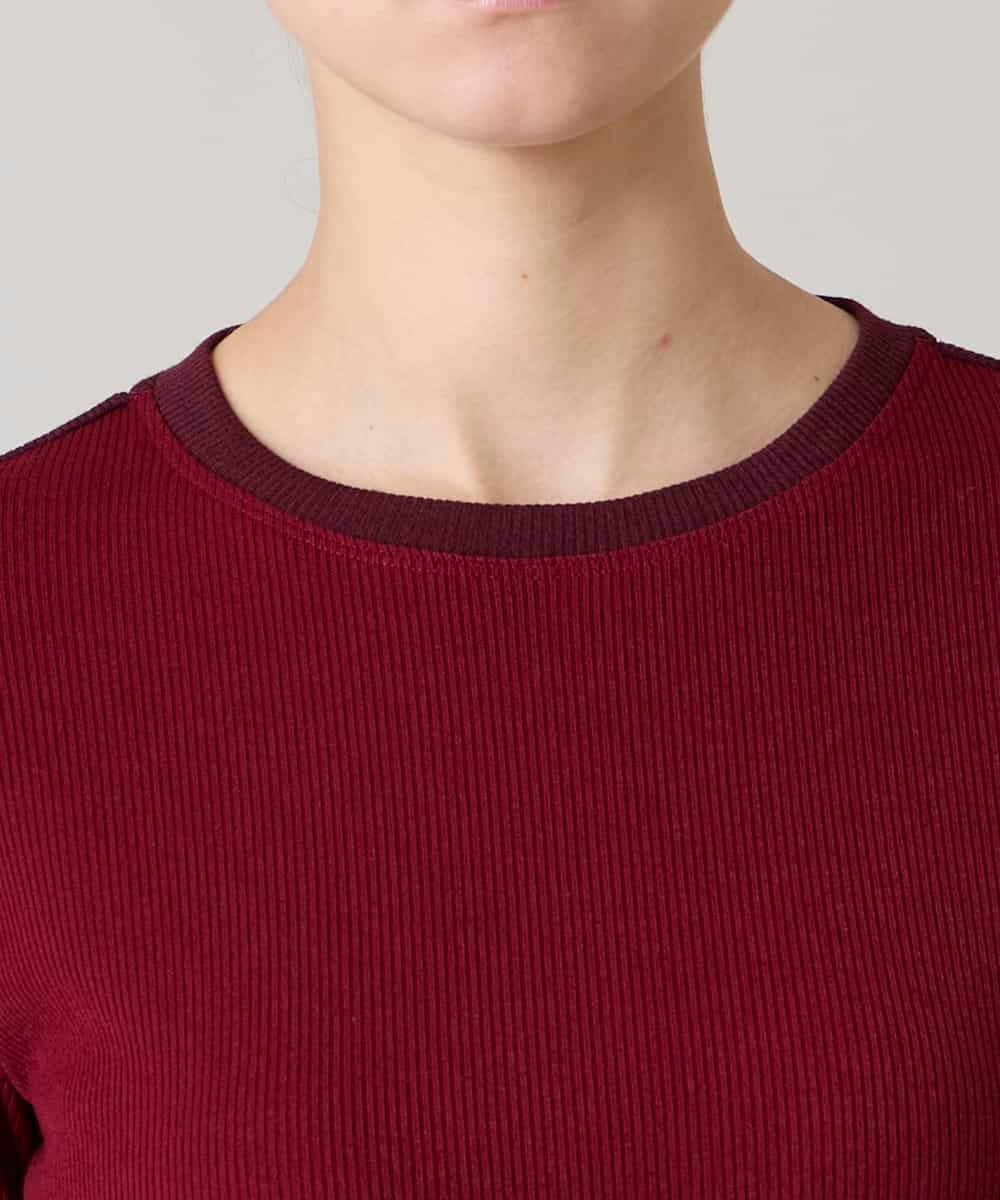 RSKAE13260 TRUNK HIROKO KOSHINO(ヒロココシノ) 配色ブロッキングデザインカットソー/日本製/洗える レッド