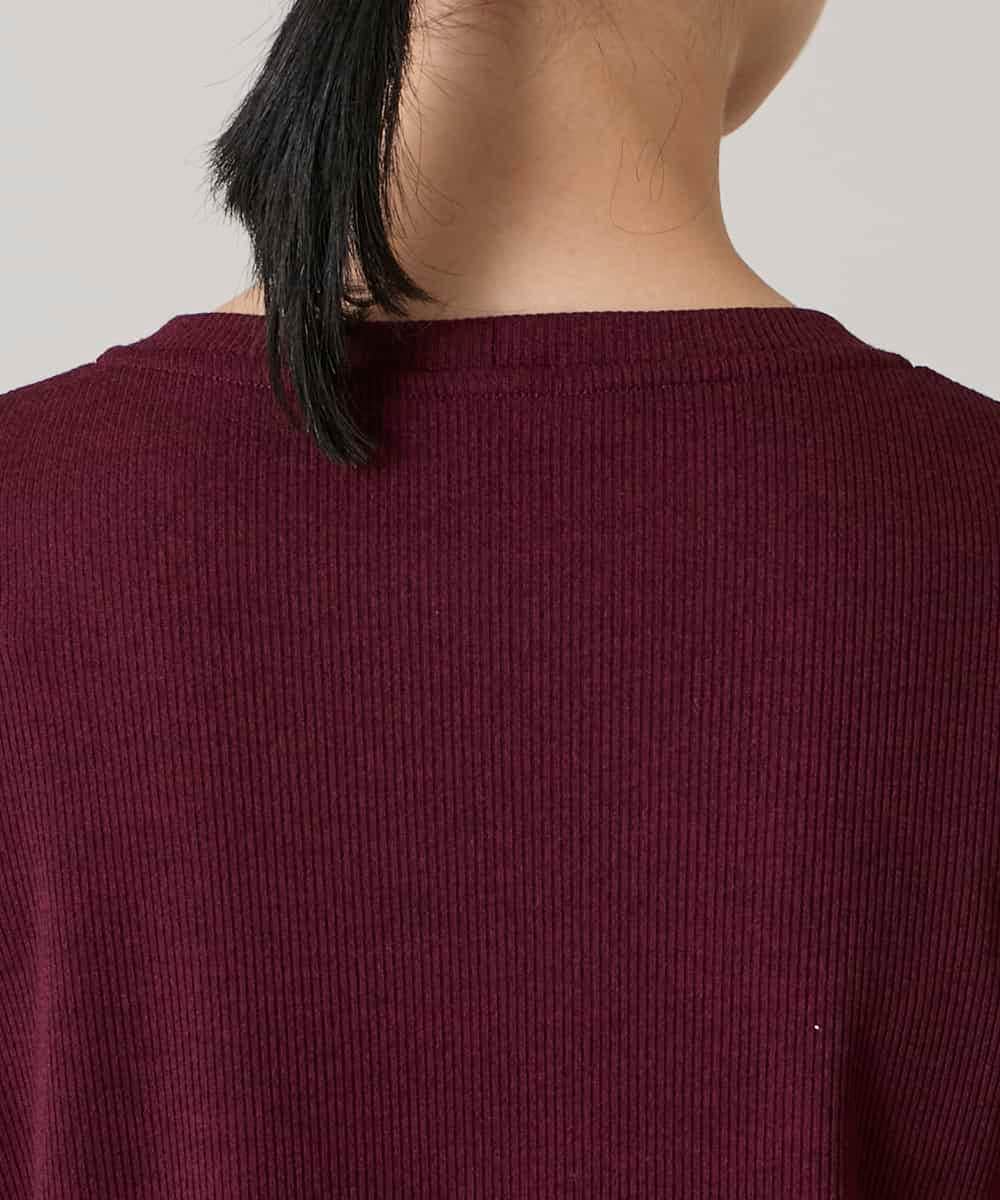 RSKAE13260 TRUNK HIROKO KOSHINO(ヒロココシノ) 配色ブロッキングデザインカットソー/日本製/洗える レッド