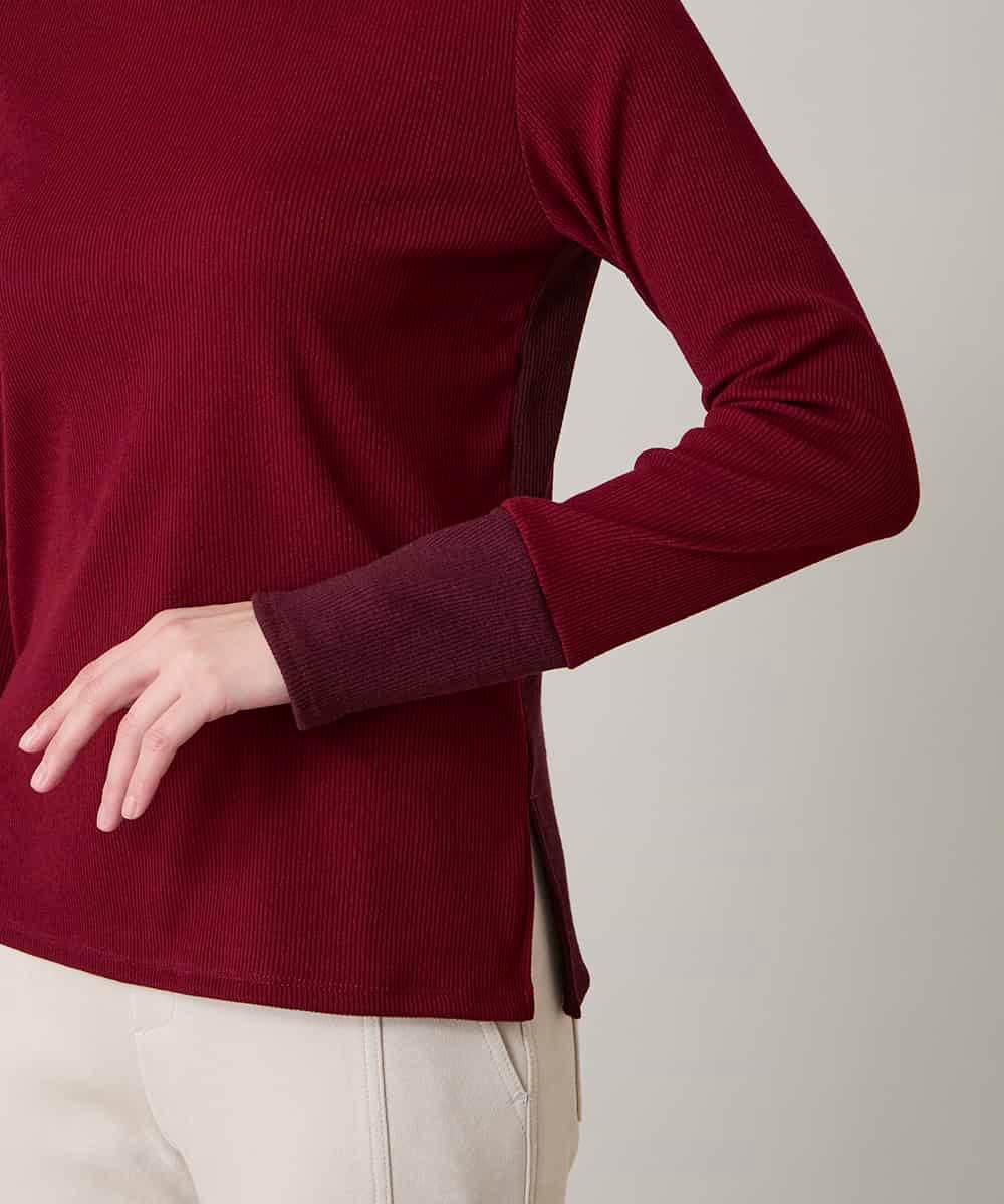 RSKAE13260 TRUNK HIROKO KOSHINO(ヒロココシノ) 配色ブロッキングデザインカットソー/日本製/洗える レッド