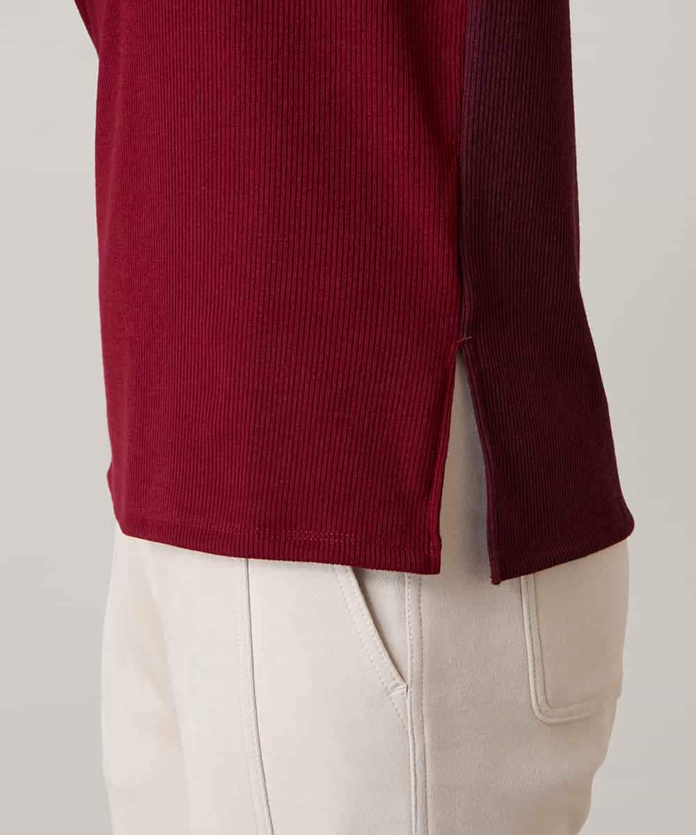 RSKAE13260 TRUNK HIROKO KOSHINO(ヒロココシノ) 配色ブロッキングデザインカットソー/日本製/洗える レッド