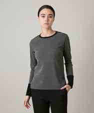 RSKAE13260 TRUNK HIROKO KOSHINO(ヒロココシノ) 配色ブロッキングデザインカットソー/日本製/洗える ダークグレー