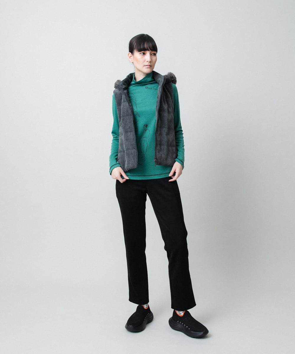 RSKAE30330 TRUNK HIROKO KOSHINO(ヒロココシノ) イラストデザインカットソー/日本製/洗える グリーン