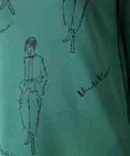 RSKAE30330 TRUNK HIROKO KOSHINO(ヒロココシノ) イラストデザインカットソー/日本製/洗える グリーン