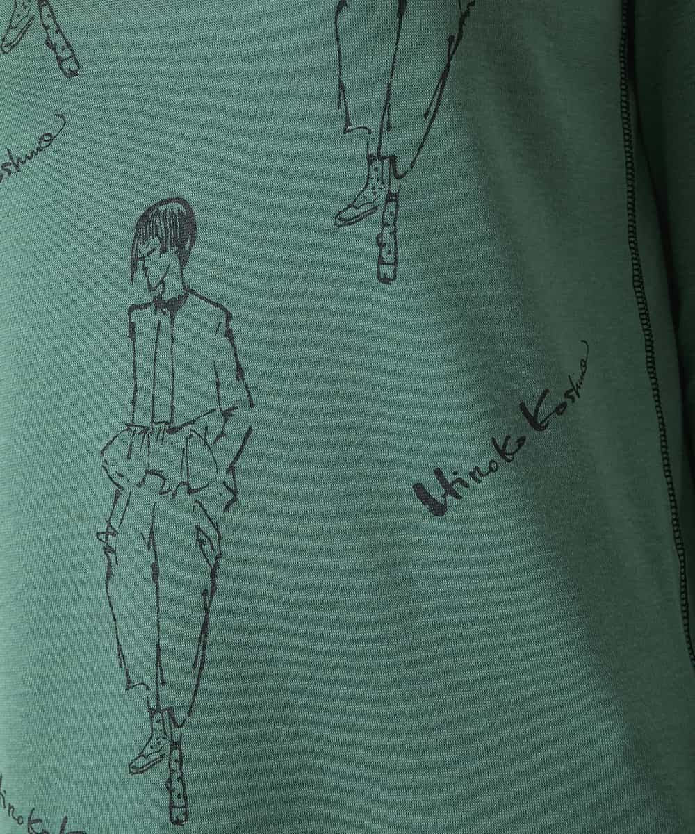 RSKAE30330 TRUNK HIROKO KOSHINO(ヒロココシノ) イラストデザインカットソー/日本製/洗える グリーン