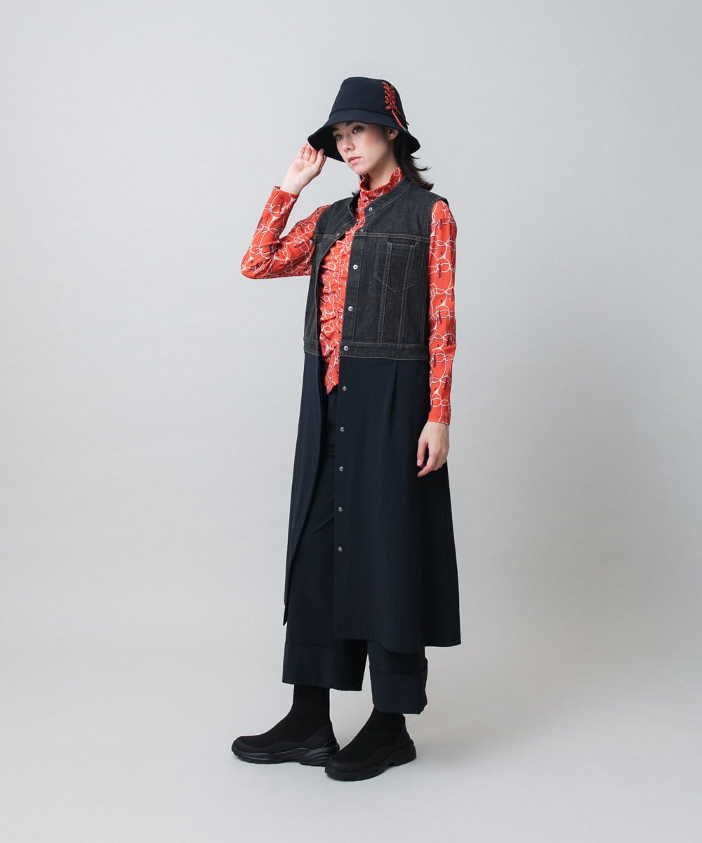 RSKAG13330 TRUNK HIROKO KOSHINO(ヒロココシノ) トランクロゴプリントチュールカットソー /日本製 /洗える ベージュ