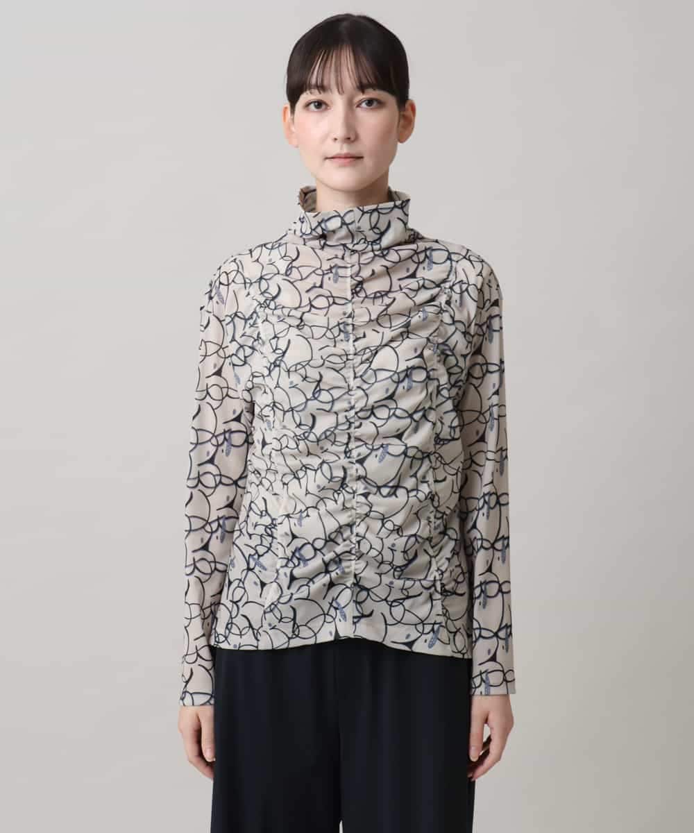 RSKAG13330 TRUNK HIROKO KOSHINO(ヒロココシノ) トランクロゴプリントチュールカットソー /日本製 /洗える ベージュ
