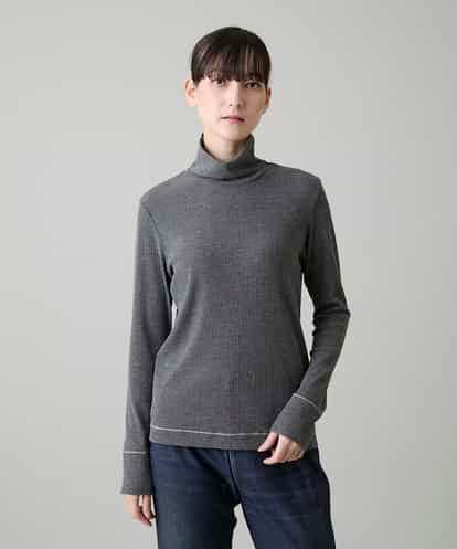RSKAG15260 TRUNK HIROKO KOSHINO 配色ラインハイネックリブカットソー /洗える