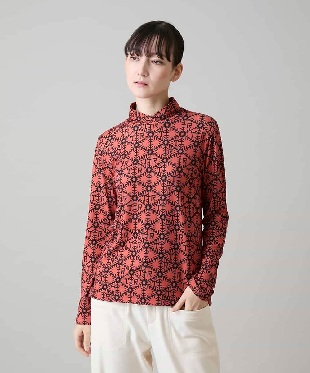 RSKAI11330 TRUNK HIROKO KOSHINO(ヒロココシノ) スノーフレークプリントカットソー/日本製 /洗える オレンジ