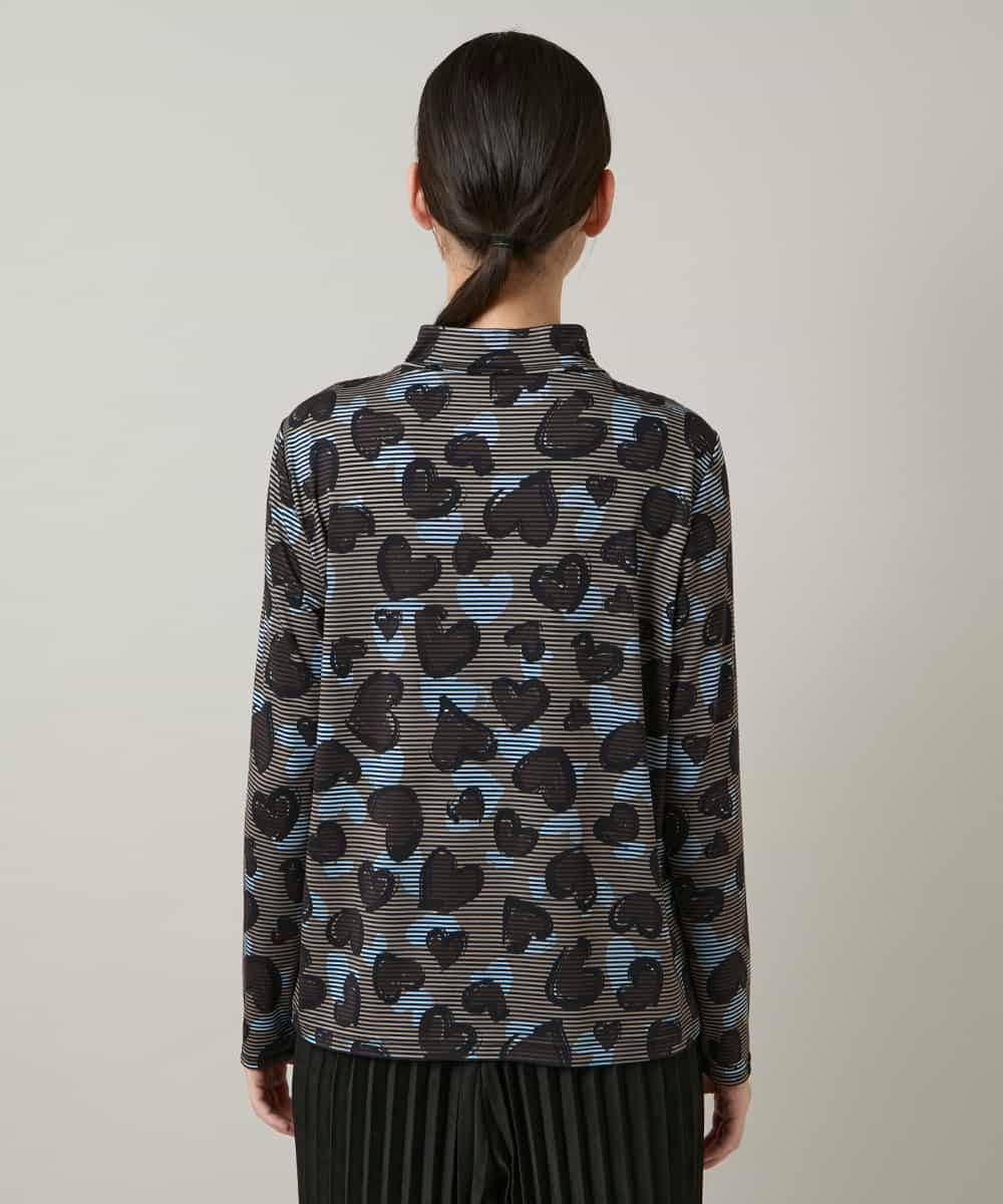 RSKCD03330 TRUNK HIROKO KOSHINO(ヒロココシノ) ハートアニマル柄ボーダーデザインプルオーバー /洗える ブラウン