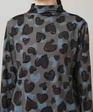 RSKCD03330 TRUNK HIROKO KOSHINO(ヒロココシノ) ハートアニマル柄ボーダーデザインプルオーバー /洗える ブラウン