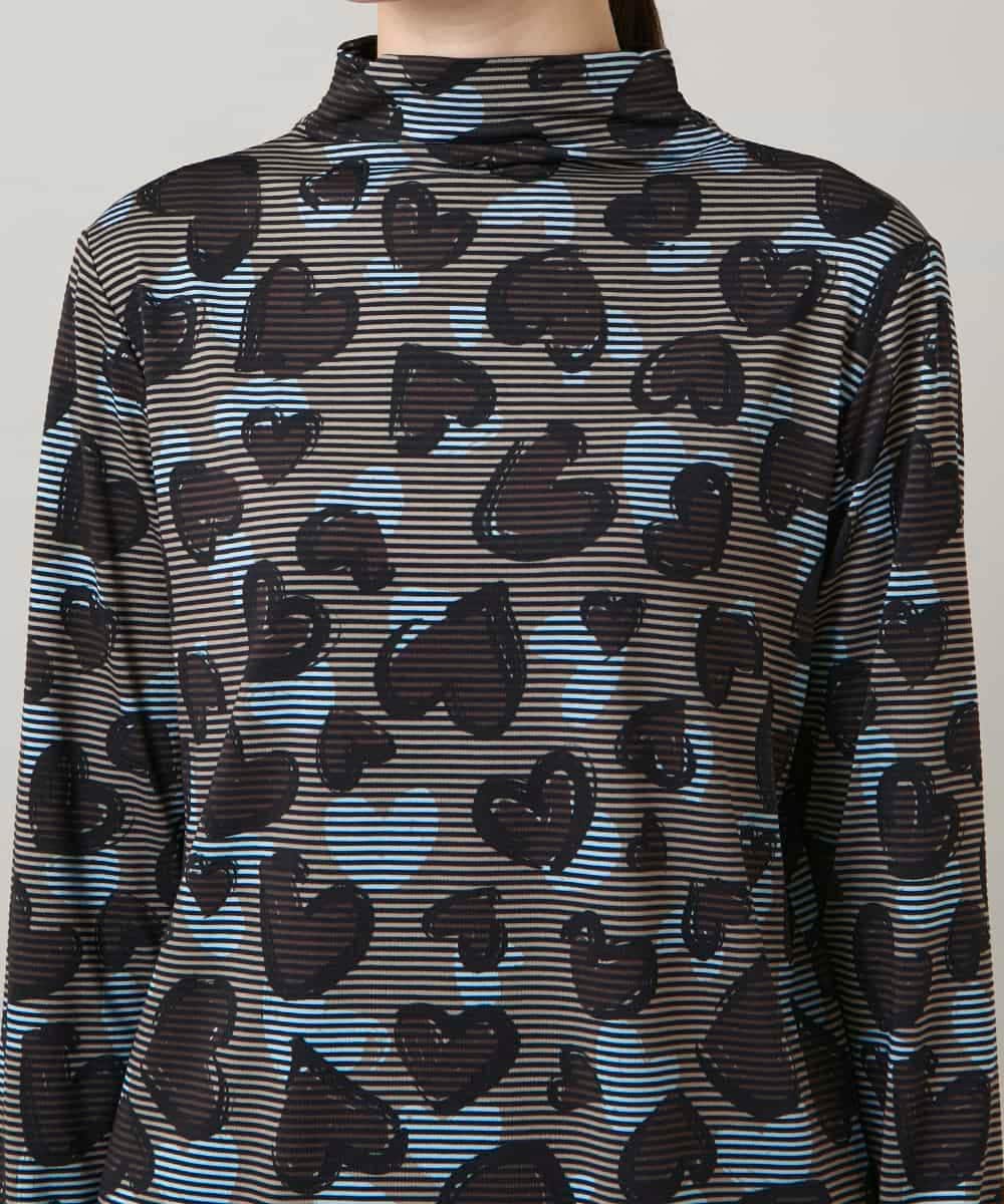 RSKCD03330 TRUNK HIROKO KOSHINO(ヒロココシノ) ハートアニマル柄ボーダーデザインプルオーバー /洗える ブラウン