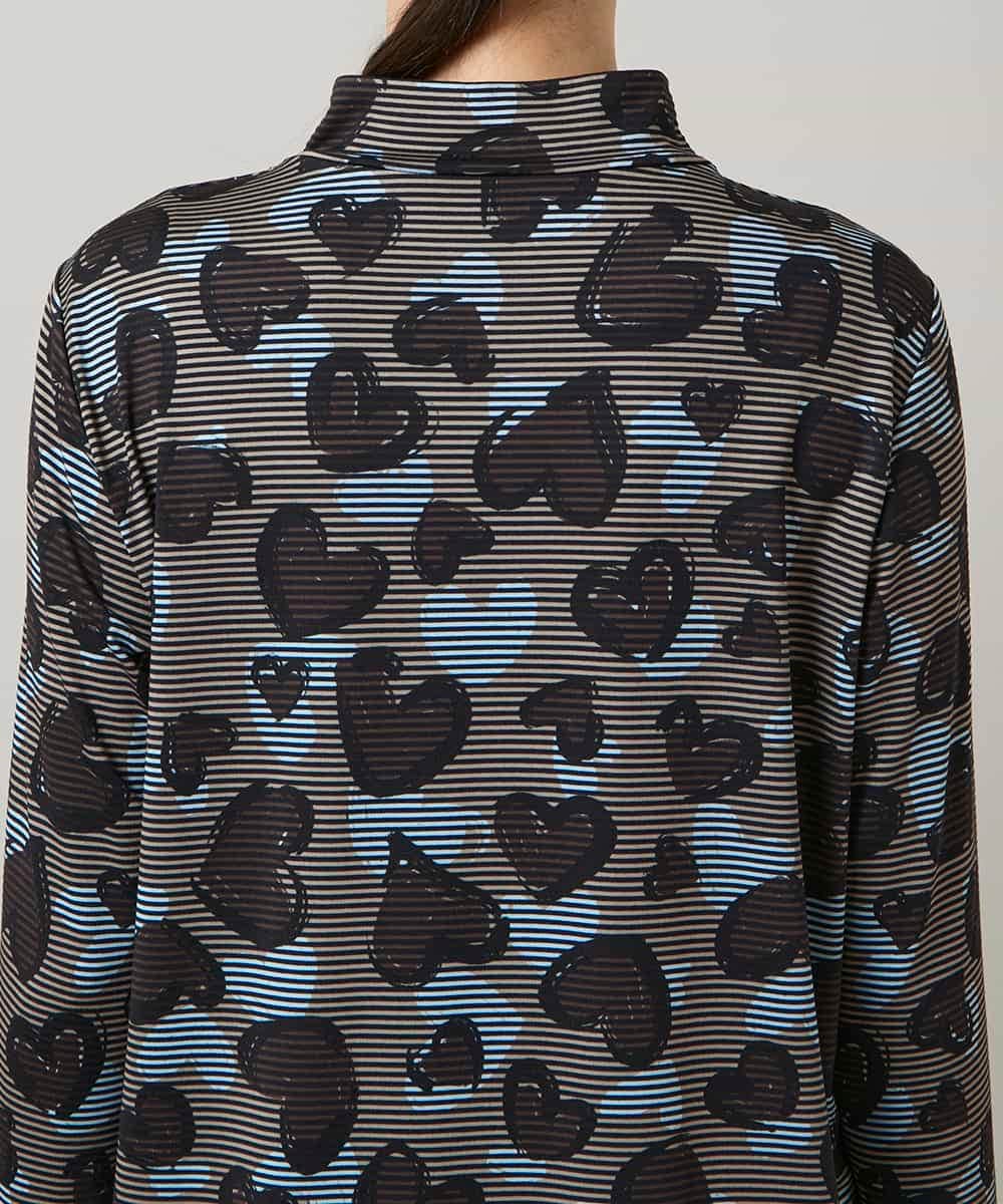 RSKCD03330 TRUNK HIROKO KOSHINO(ヒロココシノ) ハートアニマル柄ボーダーデザインプルオーバー /洗える ブラウン