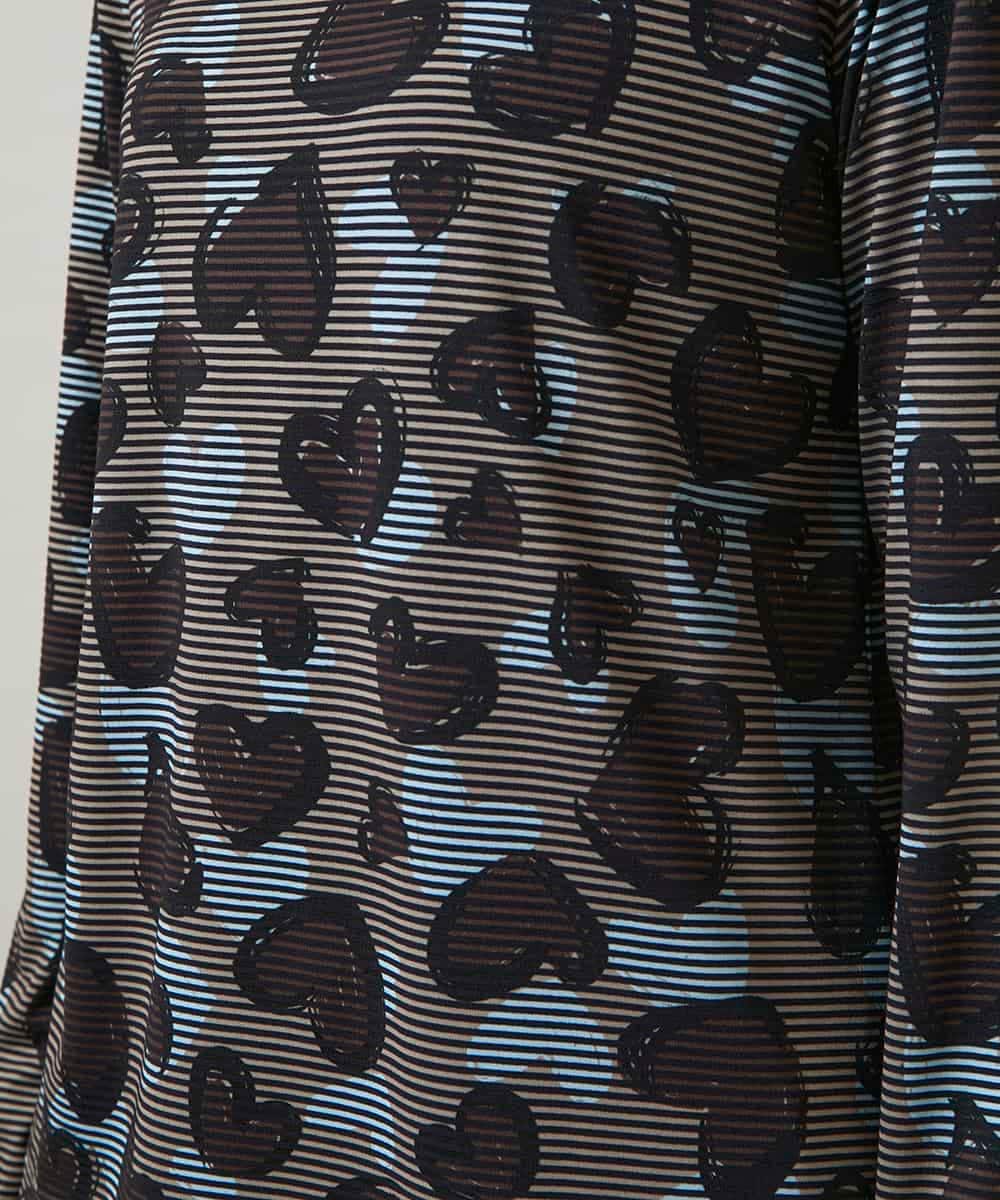 RSKCD03330 TRUNK HIROKO KOSHINO(ヒロココシノ) ハートアニマル柄ボーダーデザインプルオーバー /洗える ブラウン