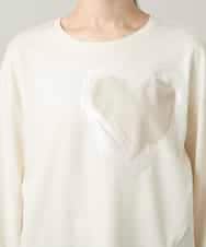 RSKCD09390 TRUNK HIROKO KOSHINO(ヒロココシノ) ハートモチーフドッキングデザインプルオーバー /日本製/洗える アイボリー