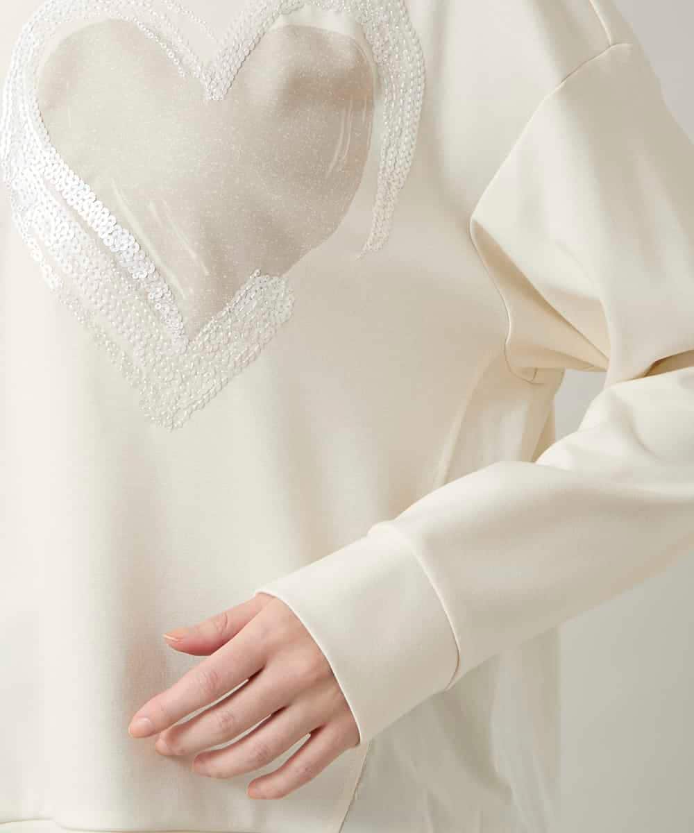 RSKCD09390 TRUNK HIROKO KOSHINO(ヒロココシノ) ハートモチーフドッキングデザインプルオーバー /日本製/洗える アイボリー