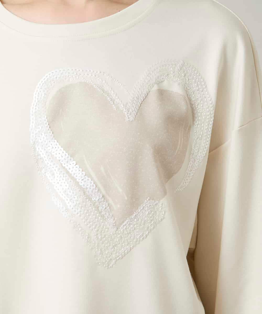 RSKCD09390 TRUNK HIROKO KOSHINO(ヒロココシノ) ハートモチーフドッキングデザインプルオーバー /日本製/洗える アイボリー