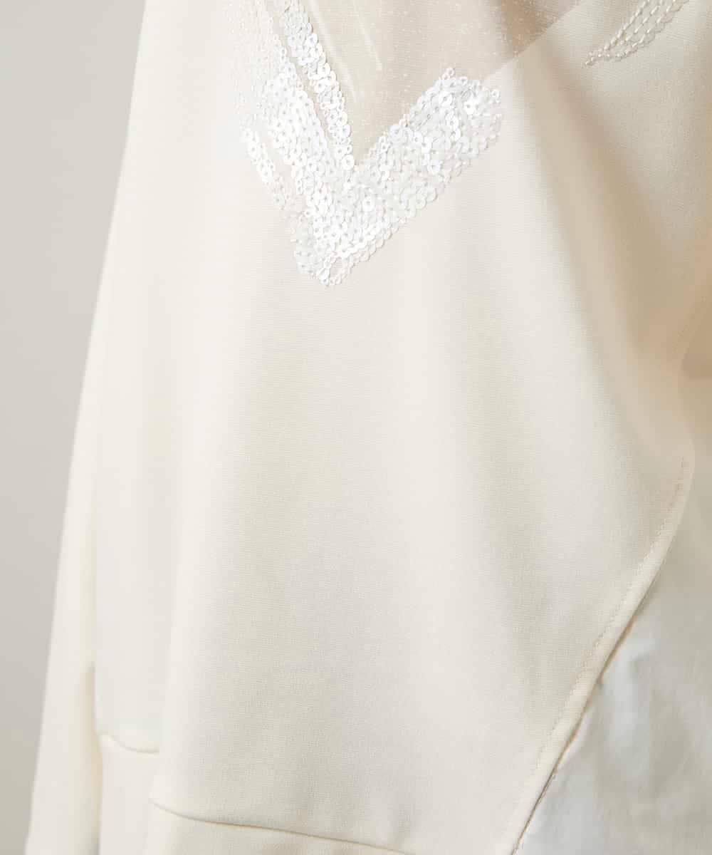 RSKCD09390 TRUNK HIROKO KOSHINO(ヒロココシノ) ハートモチーフドッキングデザインプルオーバー /日本製/洗える アイボリー