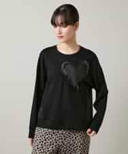 RSKCD09390 TRUNK HIROKO KOSHINO(ヒロココシノ) ハートモチーフドッキングデザインプルオーバー /日本製/洗える ブラック