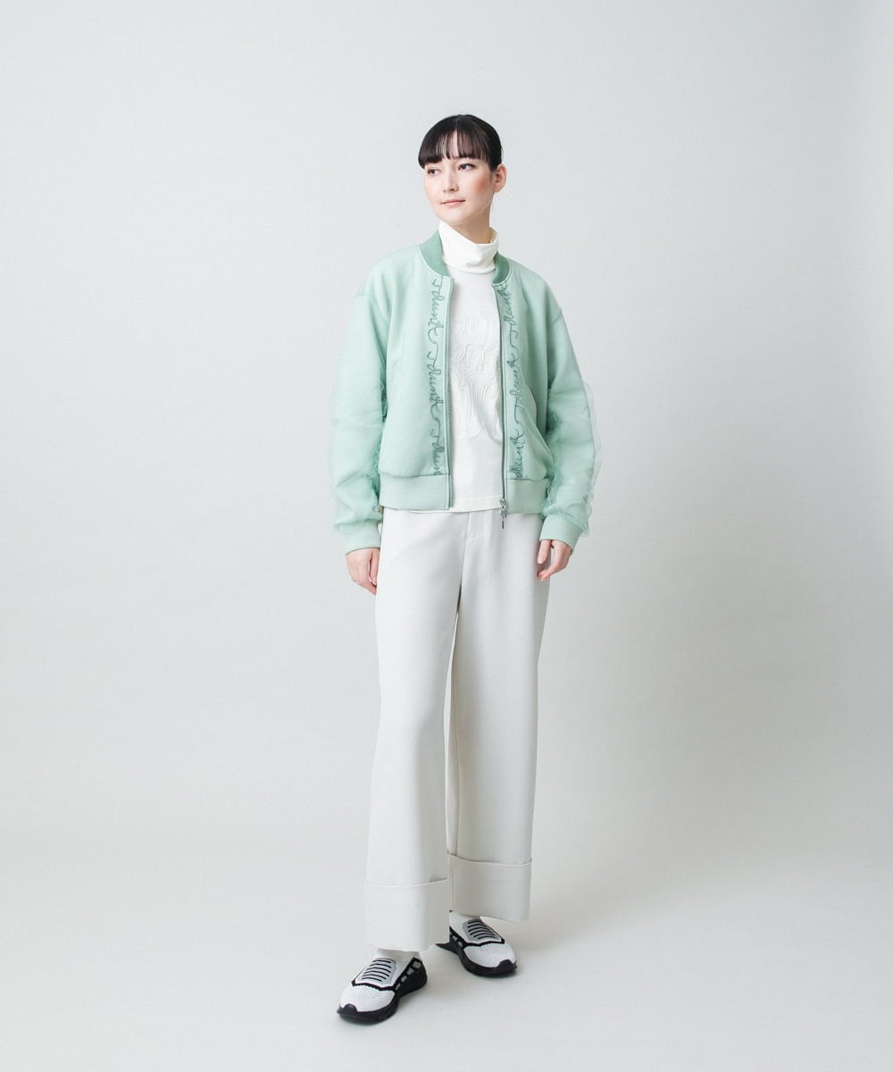 RSKED03330 TRUNK HIROKO KOSHINO(ヒロココシノ) スパンコール刺繍ロゴデザインカットソー/日本製/洗える ホワイト