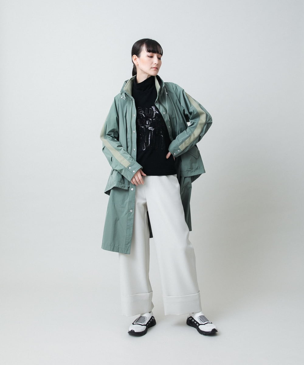 RSKED03330 TRUNK HIROKO KOSHINO(ヒロココシノ) スパンコール刺繍ロゴデザインカットソー/日本製/洗える ホワイト