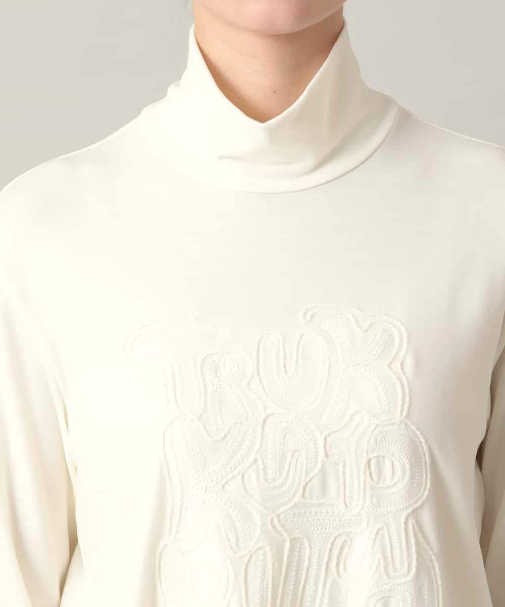 RSKED03330 TRUNK HIROKO KOSHINO(ヒロココシノ) スパンコール刺繍ロゴデザインカットソー/日本製/洗える ホワイト