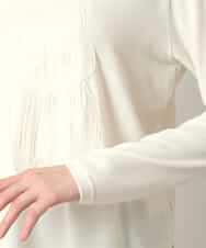 RSKED03330 TRUNK HIROKO KOSHINO(ヒロココシノ) スパンコール刺繍ロゴデザインカットソー/日本製/洗える ホワイト