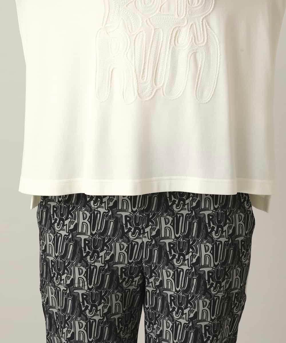 RSKED03330 TRUNK HIROKO KOSHINO(ヒロココシノ) スパンコール刺繍ロゴデザインカットソー/日本製/洗える ホワイト