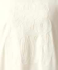 RSKED03330 TRUNK HIROKO KOSHINO(ヒロココシノ) スパンコール刺繍ロゴデザインカットソー/日本製/洗える ホワイト