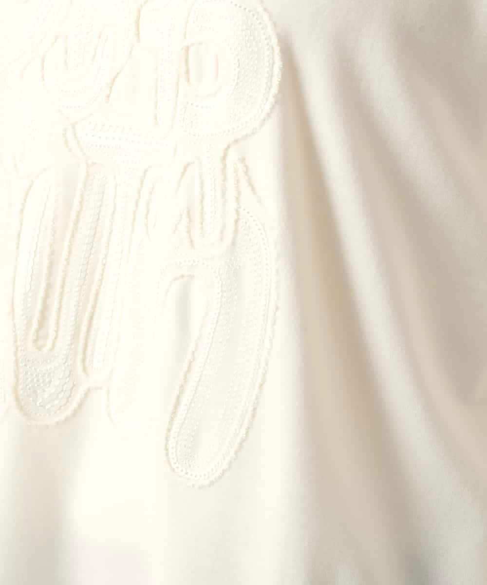 RSKED03330 TRUNK HIROKO KOSHINO(ヒロココシノ) スパンコール刺繍ロゴデザインカットソー/日本製/洗える ホワイト