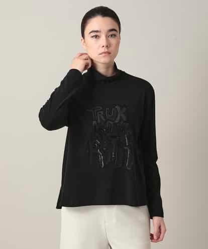 RSKED03330 TRUNK HIROKO KOSHINO スパンコール刺繍ロゴデザインカットソー/日本製/洗える