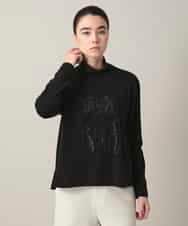 RSKED03330 TRUNK HIROKO KOSHINO(ヒロココシノ) スパンコール刺繍ロゴデザインカットソー/日本製/洗える ブラック