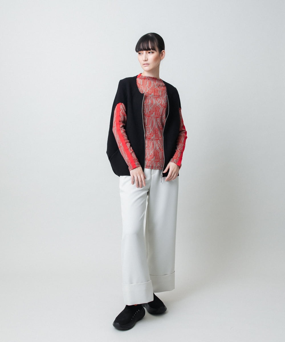 RSKED04290 TRUNK HIROKO KOSHINO(ヒロココシノ) 【先行予約】チュールロゴプリントカットソー /日本製/洗える レッド