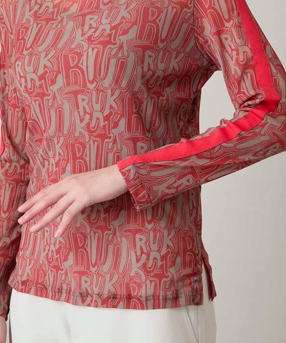 RSKED04290 TRUNK HIROKO KOSHINO(ヒロココシノ) 【先行予約】チュールロゴプリントカットソー /日本製/洗える レッド