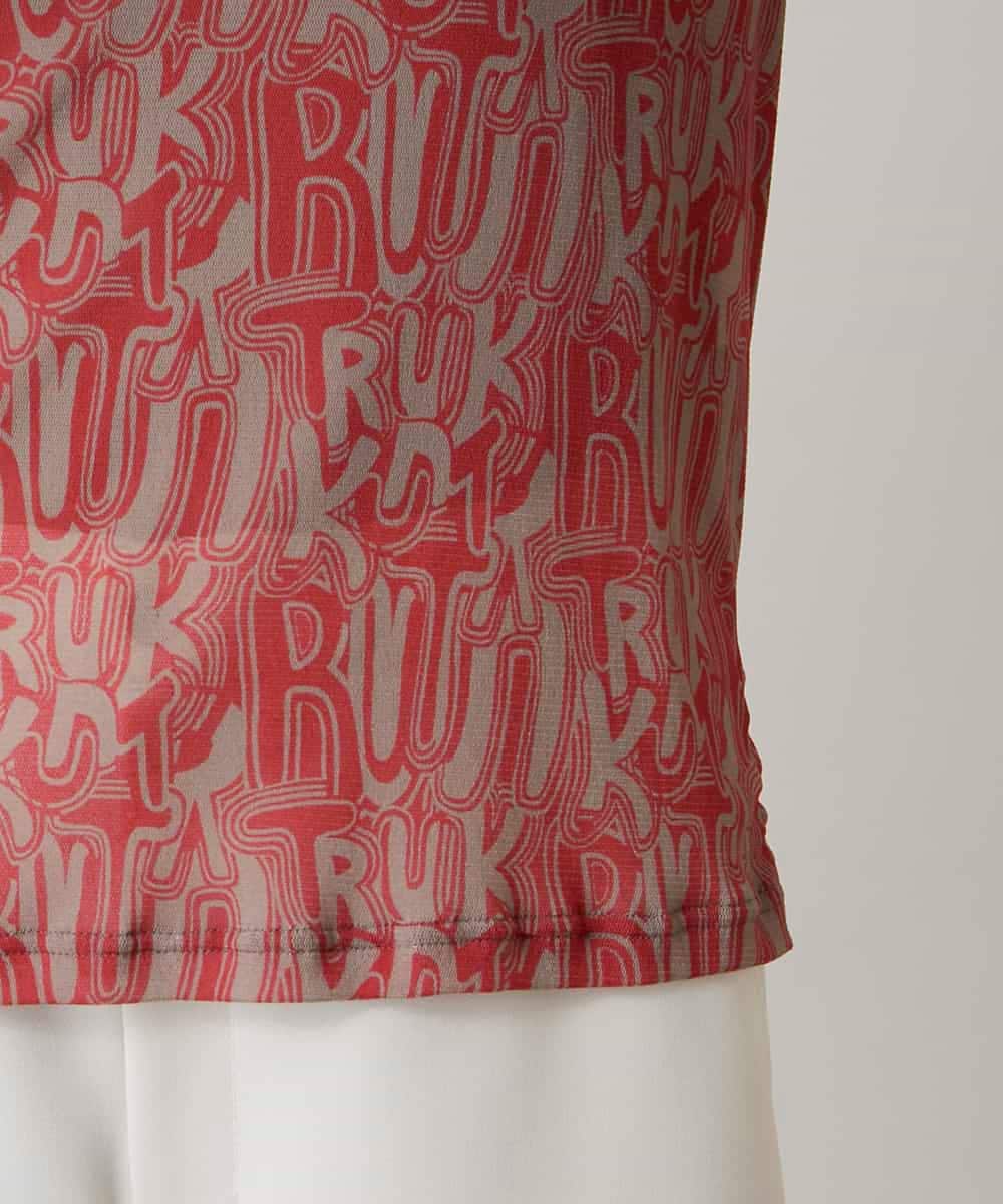 RSKED04290 TRUNK HIROKO KOSHINO(ヒロココシノ) 【先行予約】チュールロゴプリントカットソー /日本製/洗える レッド