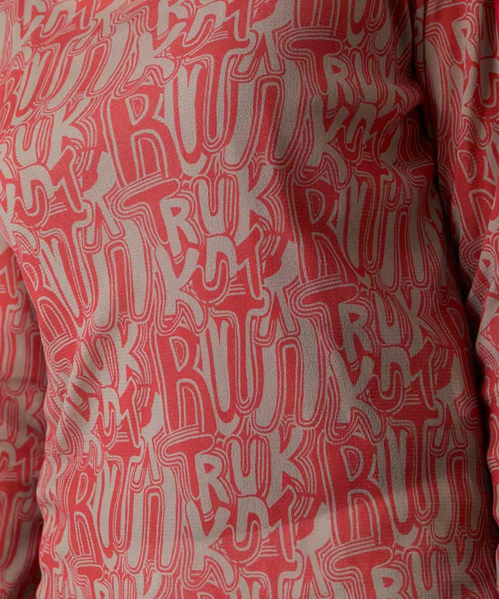 RSKED04290 TRUNK HIROKO KOSHINO(ヒロココシノ) 【先行予約】チュールロゴプリントカットソー /日本製/洗える レッド