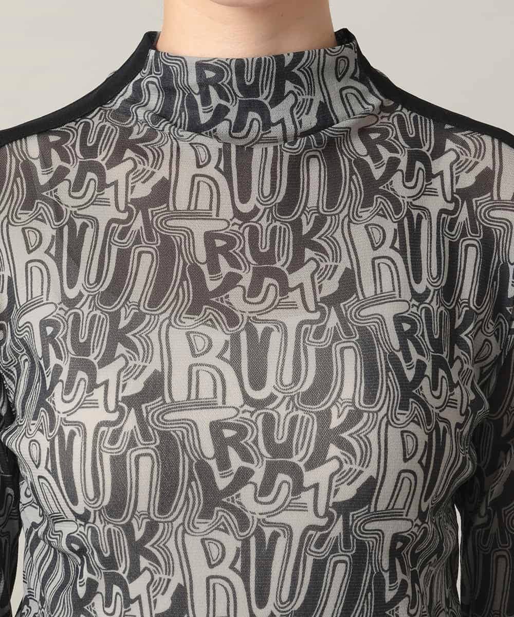 RSKED04290 TRUNK HIROKO KOSHINO(ヒロココシノ) チュールロゴプリントカットソー /日本製/洗える ブラック