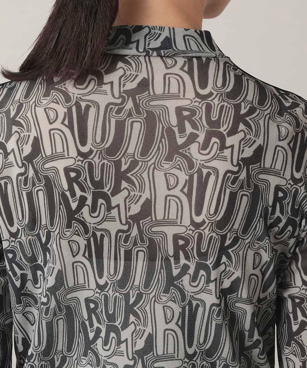 RSKED04290 TRUNK HIROKO KOSHINO(ヒロココシノ) チュールロゴプリントカットソー /日本製/洗える ブラック