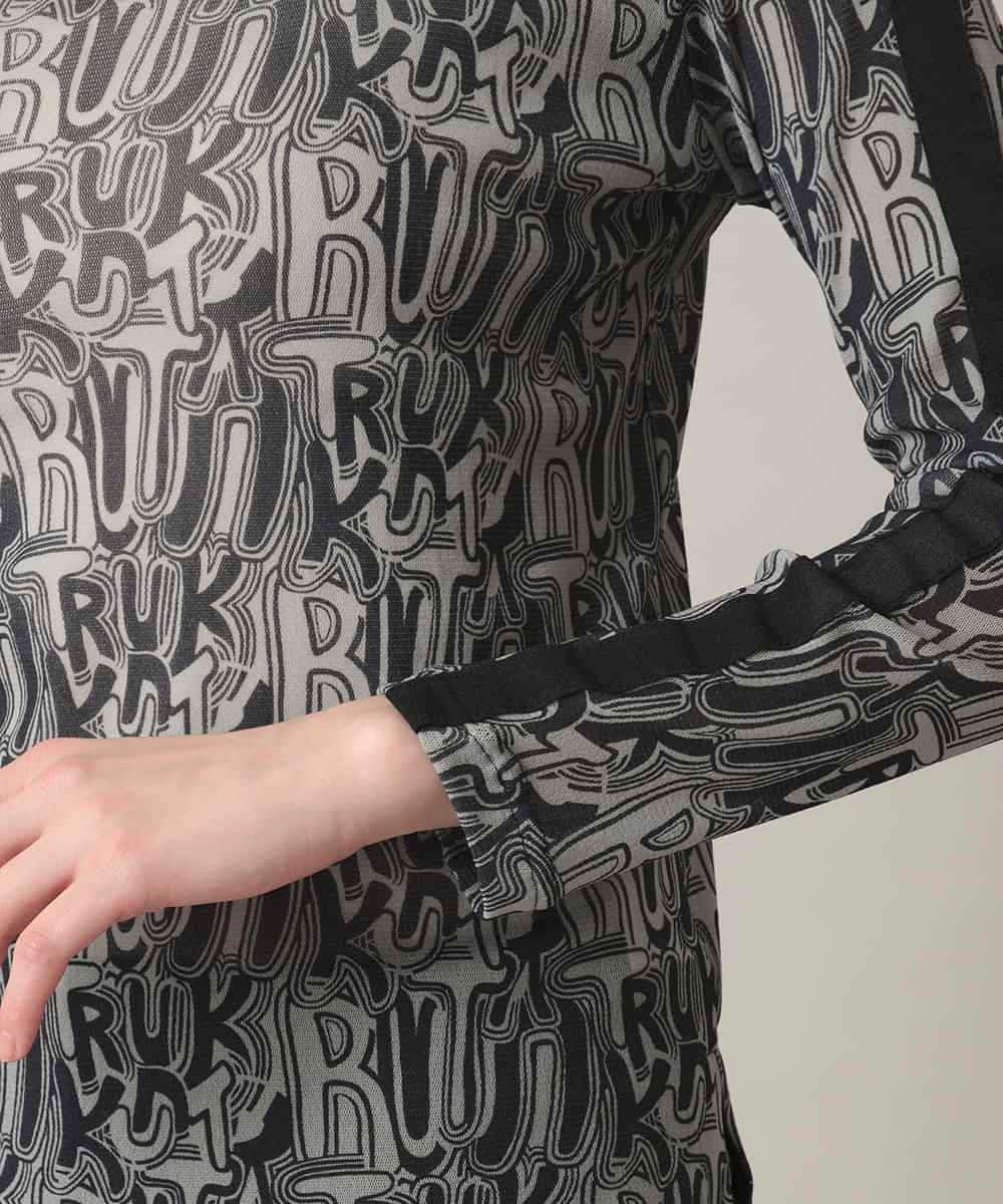 RSKED04290 TRUNK HIROKO KOSHINO(ヒロココシノ) チュールロゴプリントカットソー /日本製/洗える ブラック