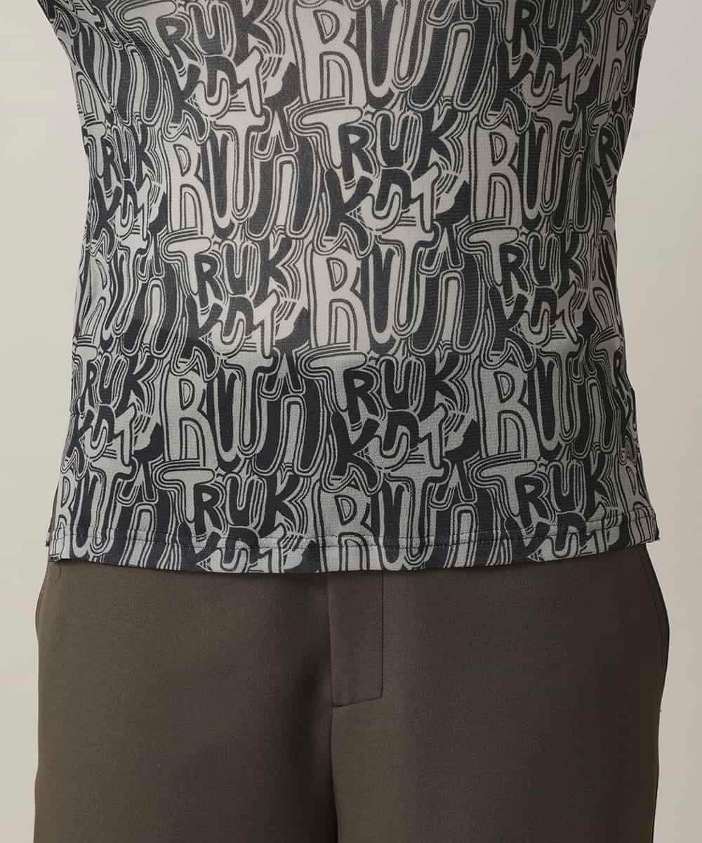 RSKED04290 TRUNK HIROKO KOSHINO(ヒロココシノ) チュールロゴプリントカットソー /日本製/洗える ブラック