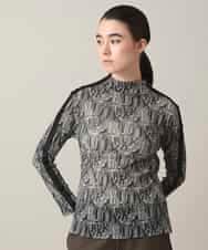 RSKED04290 TRUNK HIROKO KOSHINO(ヒロココシノ) チュールロゴプリントカットソー /日本製/洗える ブラック