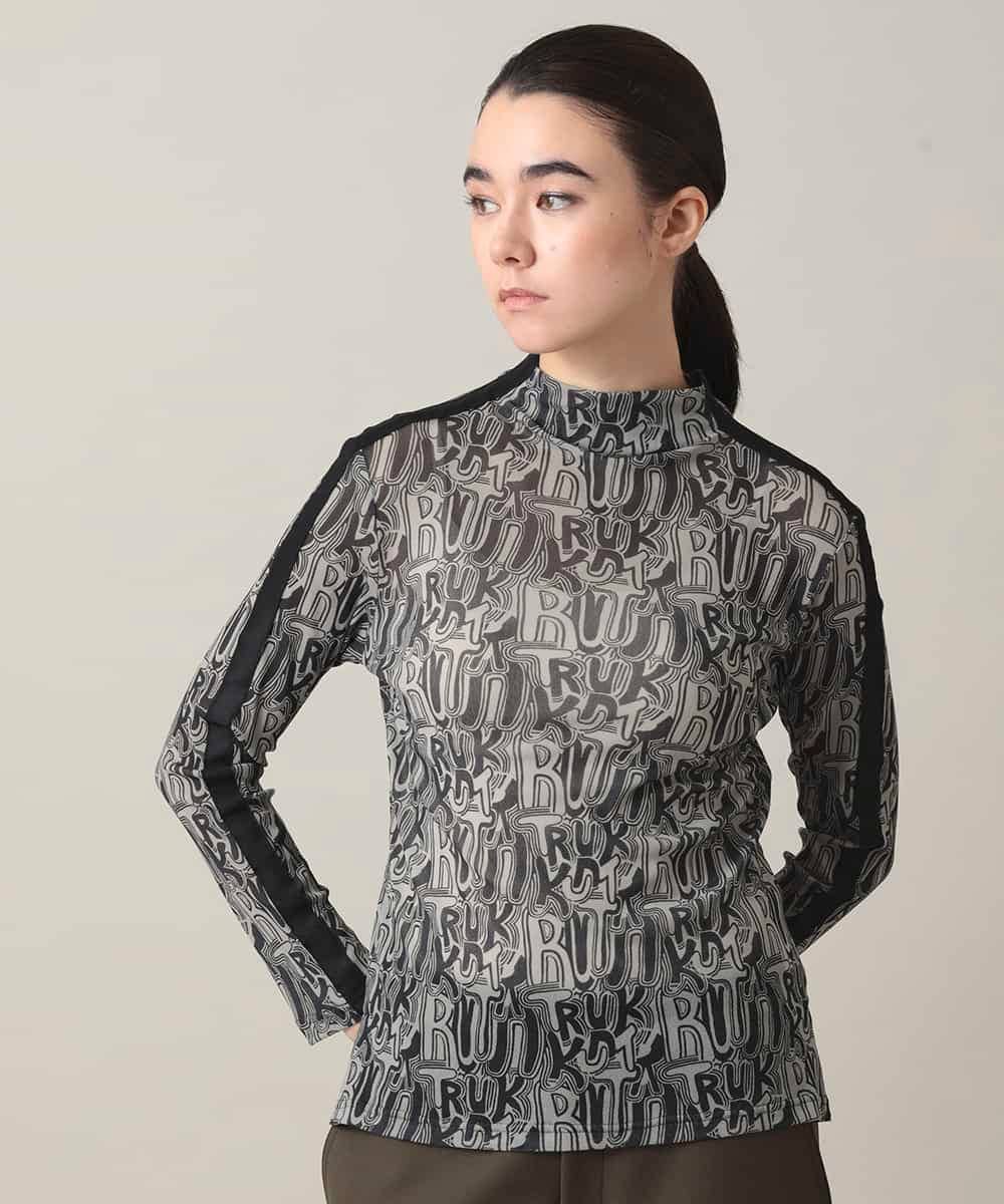 RSKED04290 TRUNK HIROKO KOSHINO(ヒロココシノ) チュールロゴプリントカットソー /日本製/洗える ブラック