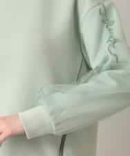 RSKED07490 TRUNK HIROKO KOSHINO(ヒロココシノ) チュール刺繍スリーブデザインプルオーバー グリーン