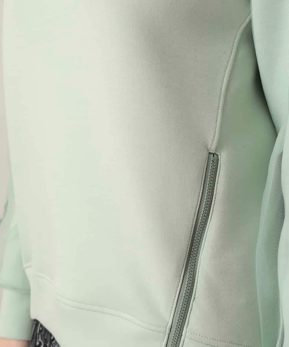 RSKED07490 TRUNK HIROKO KOSHINO(ヒロココシノ) チュール刺繍スリーブデザインプルオーバー グリーン