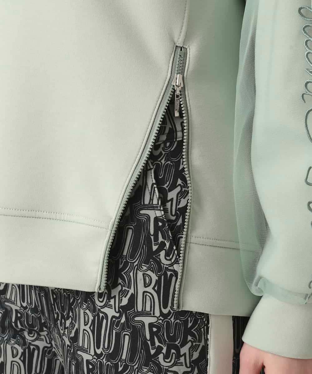 RSKED07490 TRUNK HIROKO KOSHINO(ヒロココシノ) チュール刺繍スリーブデザインプルオーバー グリーン