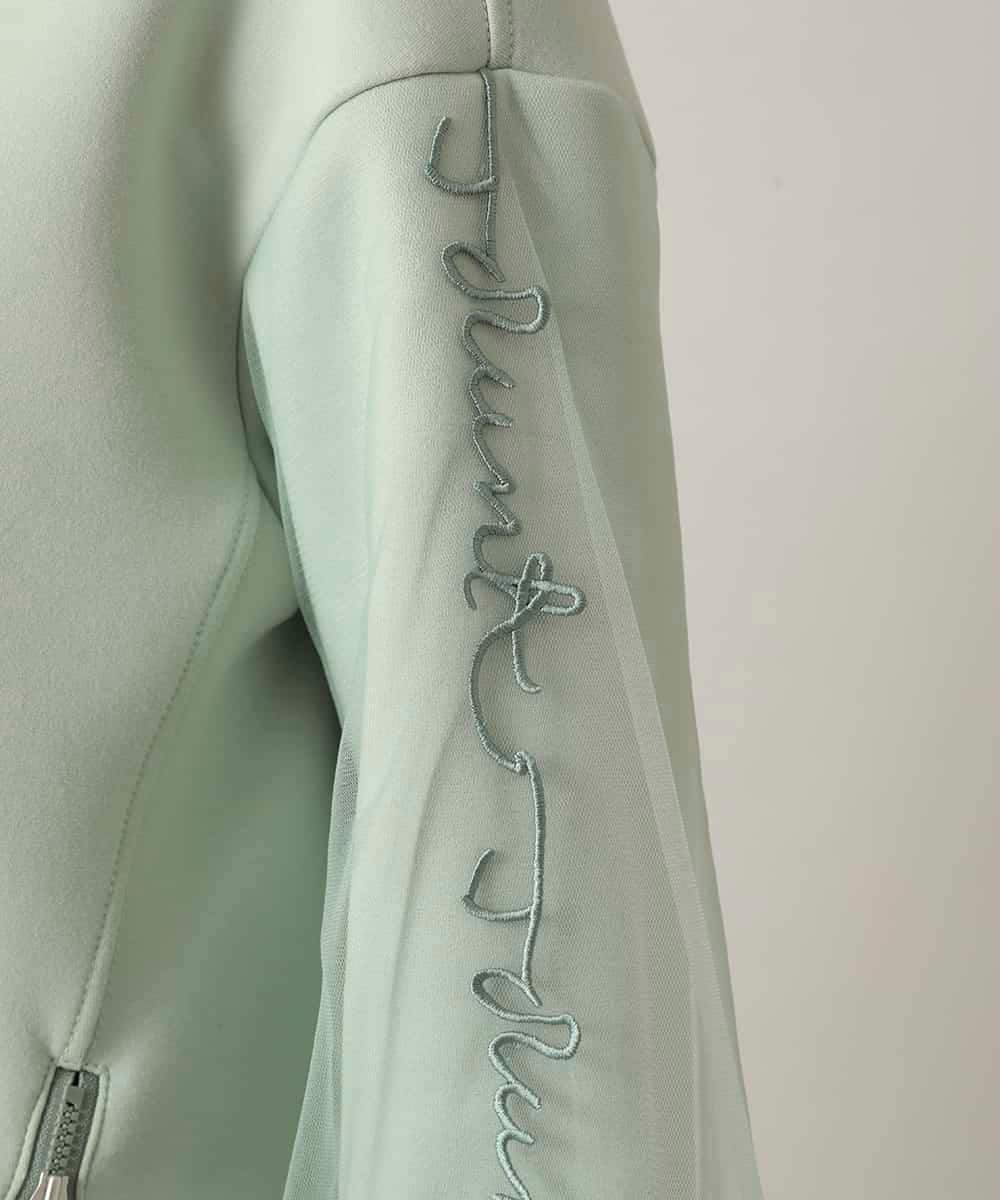 RSKED07490 TRUNK HIROKO KOSHINO(ヒロココシノ) チュール刺繍スリーブデザインプルオーバー グリーン