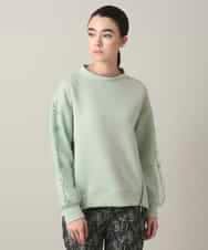 RSKED07490 TRUNK HIROKO KOSHINO(ヒロココシノ) チュール刺繍スリーブデザインプルオーバー グリーン