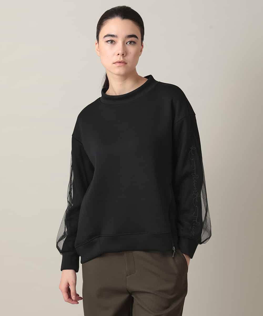 RSKED07490 TRUNK HIROKO KOSHINO(ヒロココシノ) チュール刺繍スリーブデザインプルオーバー ブラック